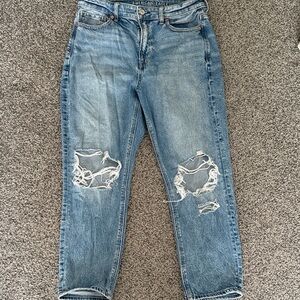 American Eagle Distressed Blue Jeans Strigid Size 8 Extra Short